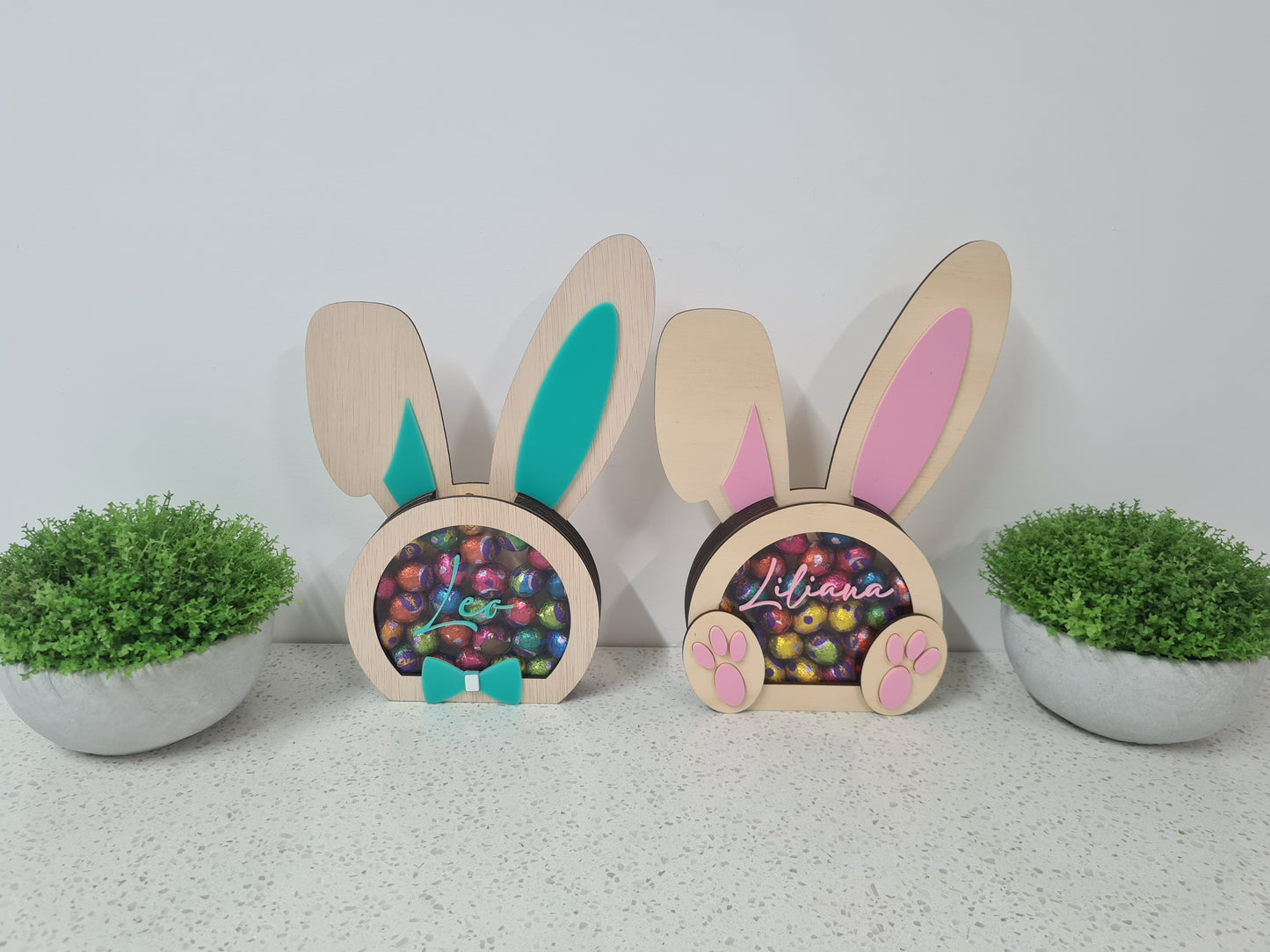 PERSONALISED EASTER BUNNY EGG DROP MONEY BOX , REUSEABLE EGG HOLDER