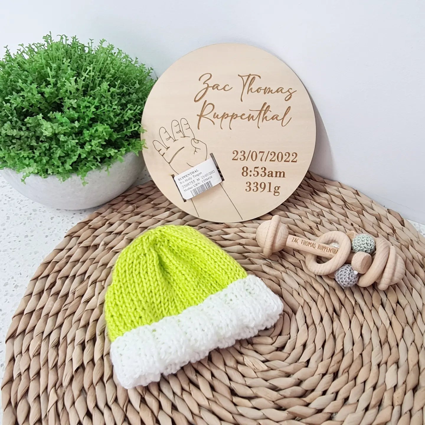 Personalised Baby Keepsake - Birth Band Board