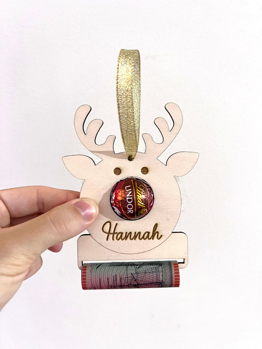 REINDEER CHOCOLATE & MONEY ORNAMENT
