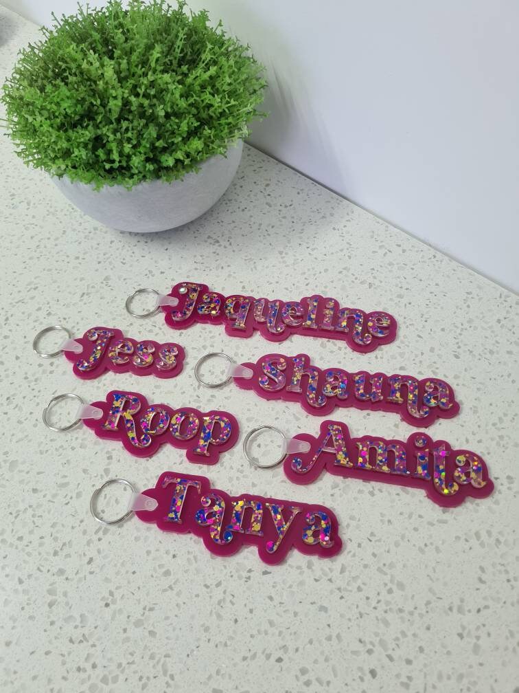 3D GLITTER KEY RING/BAG TAG