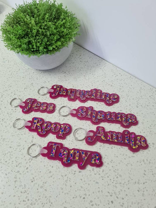 3D GLITTER KEY RING/BAG TAG