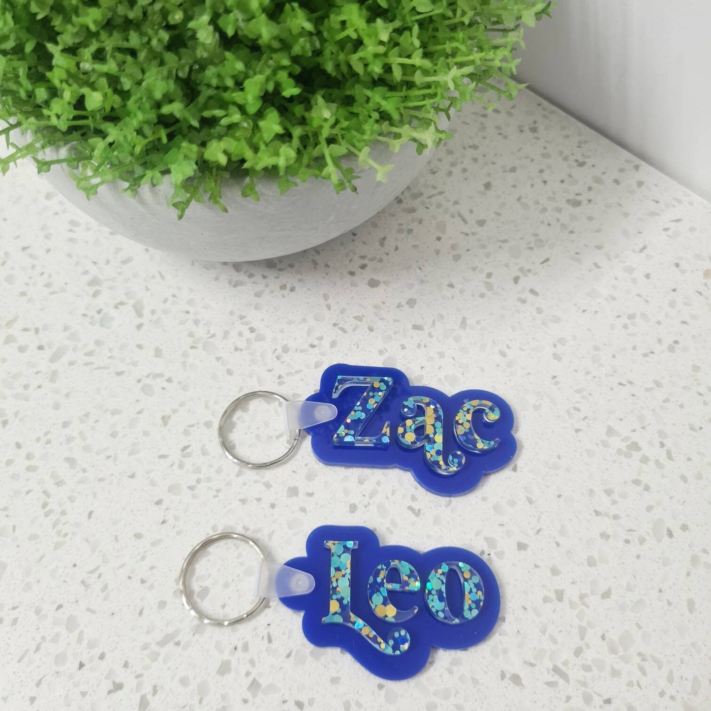 3D GLITTER KEY RING/BAG TAG