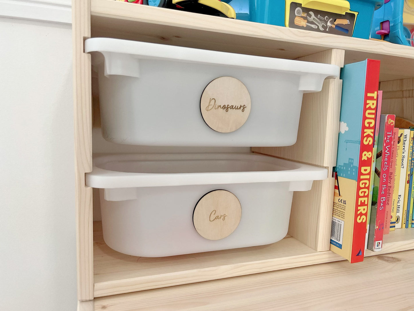 PERSONALISED WOODEN ENGRAVED TOY STORAGE LABELS - KEEP TOYS ORGANISED IN STYLE!